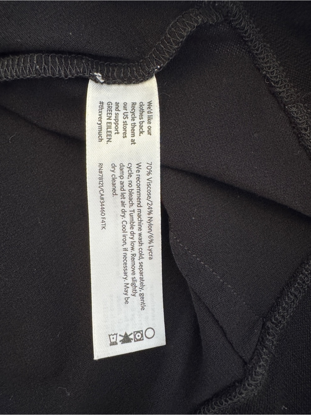 Eileen Fisher Stretch Crepe Pull-On Pants Black Womens Large Straight Wide Leg - Picture 8 of 16